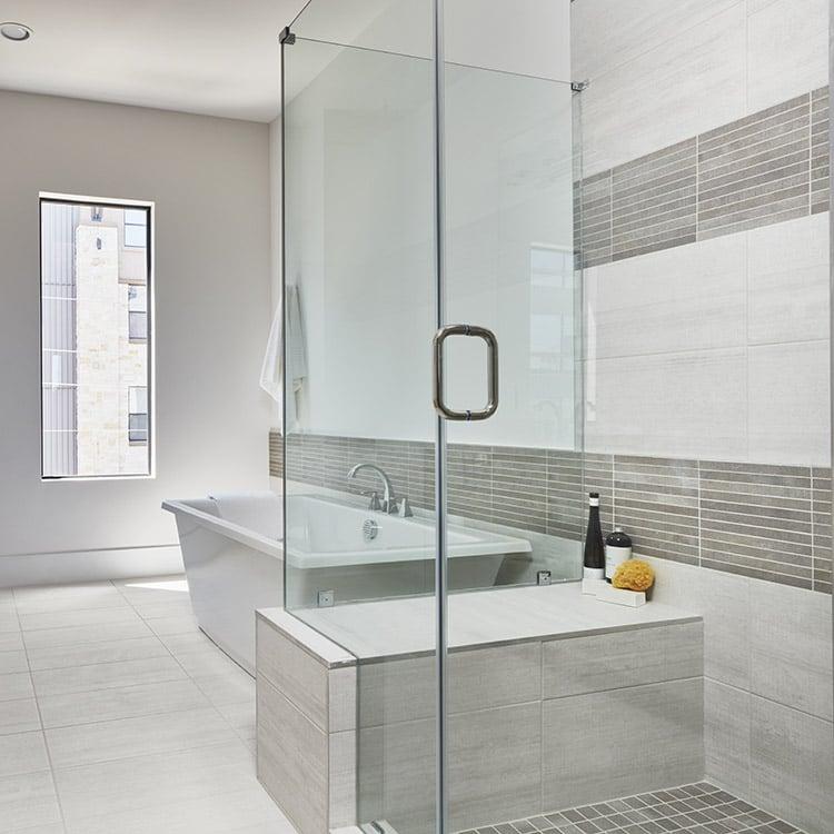 Reside Ash 1x12 Stacked Matte, Semi Polished Porcelain  Mosaic