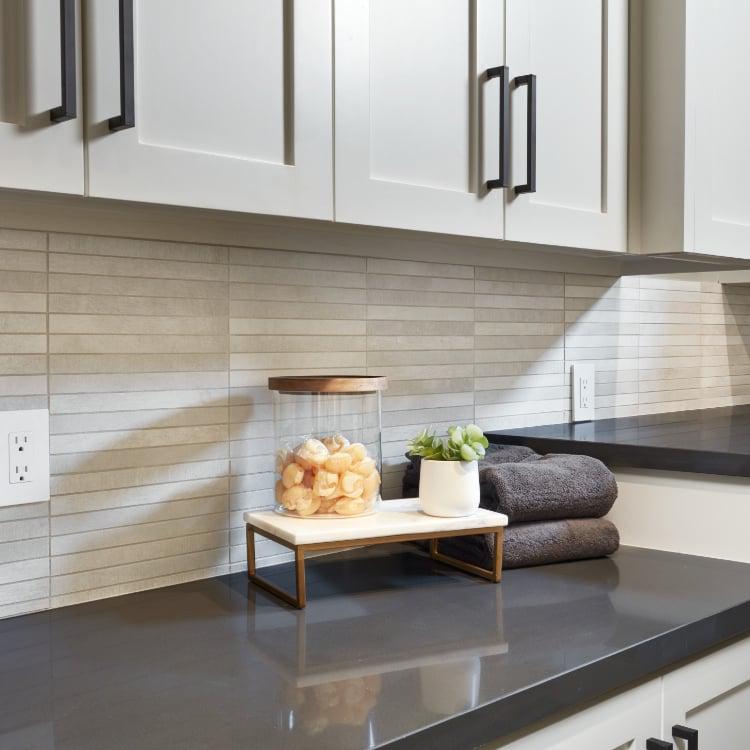 Reside Beige 1x12 Stacked Matte, Semi Polished Porcelain  Mosaic