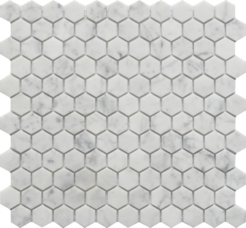 Rockart Carrara 1x1 Hexagon Polished Marble  Mosaic