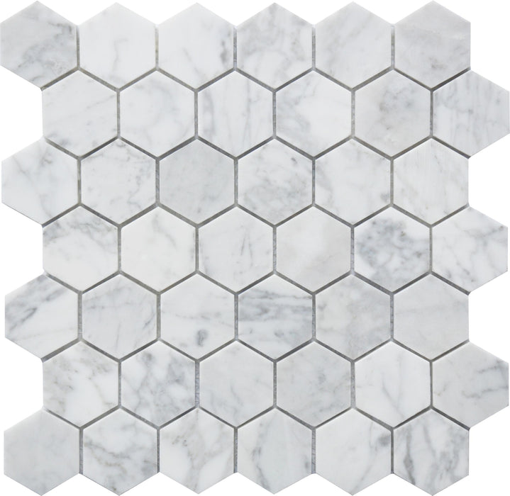 Rockart Carrara 2x2 Hexagon Polished Marble  Mosaic