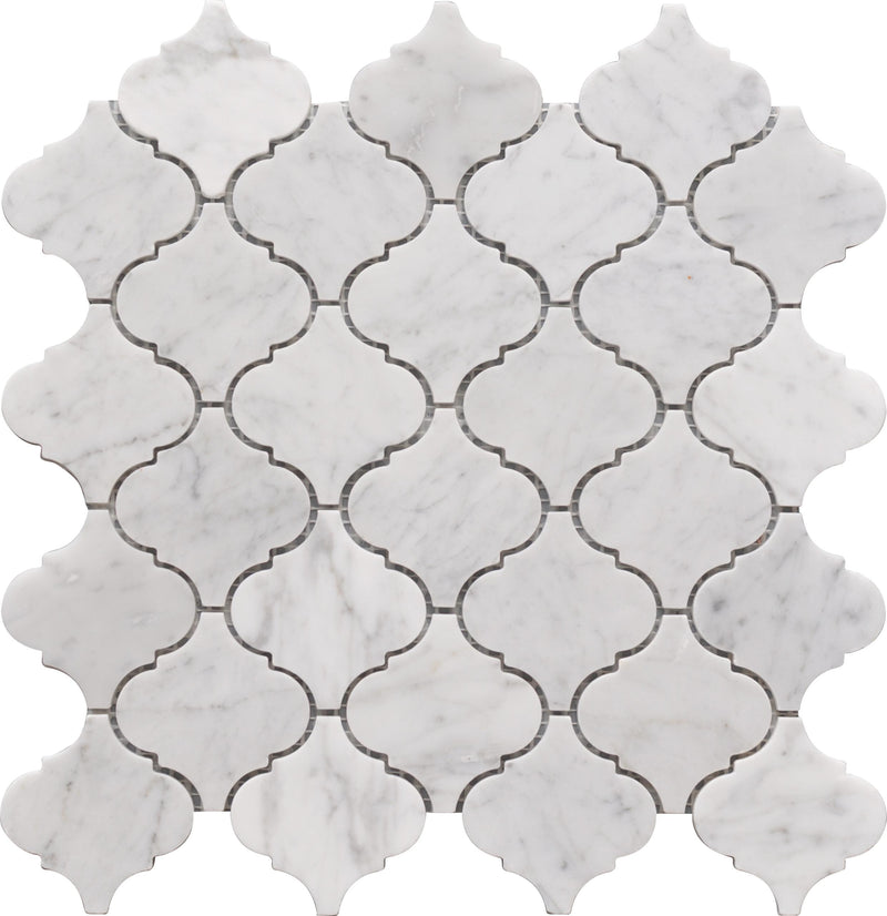Rockart Carrara Arabesque Polished Marble  Mosaic