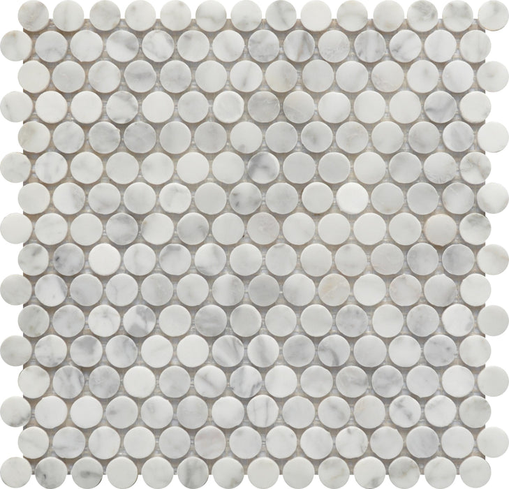 Rockart Carrara Pennyround Polished Marble  Mosaic