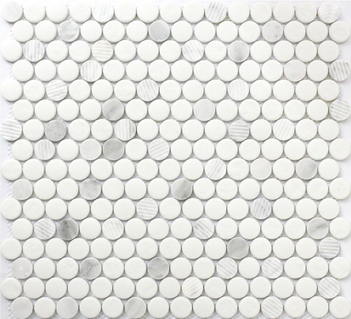 Rockart Carrara Pennyround Polished Mixed  Mosaic
