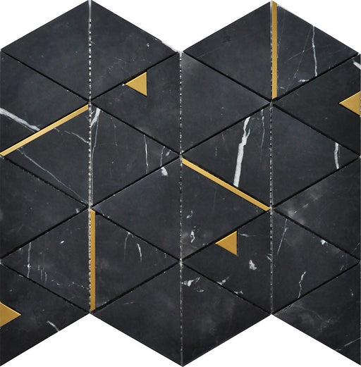Rockart Nero Marquina Triangle Polished Mixed  Mosaic
