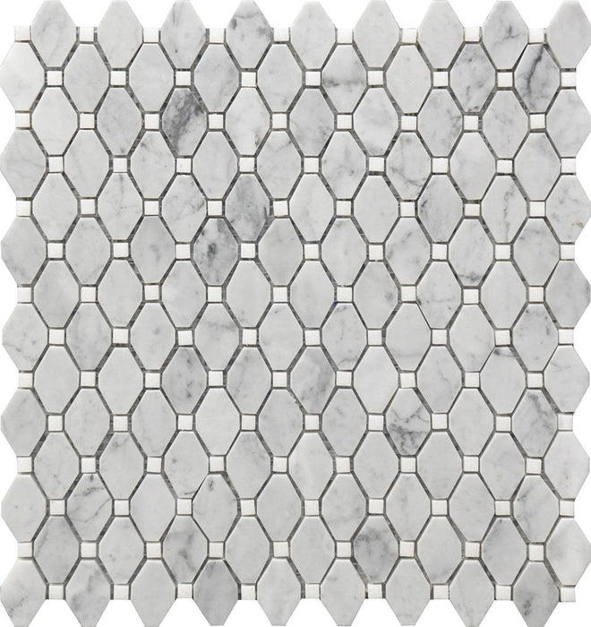 Rockart Small Elongated Hexagon Polished Marble  Mosaic