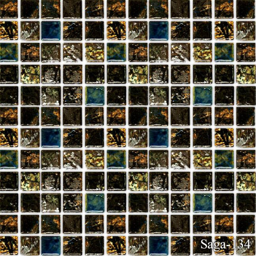Saga Bronze Blend 1-1/8x1-1/8 Square Smooth, Lappato, Textured Porcelain  Mosaic