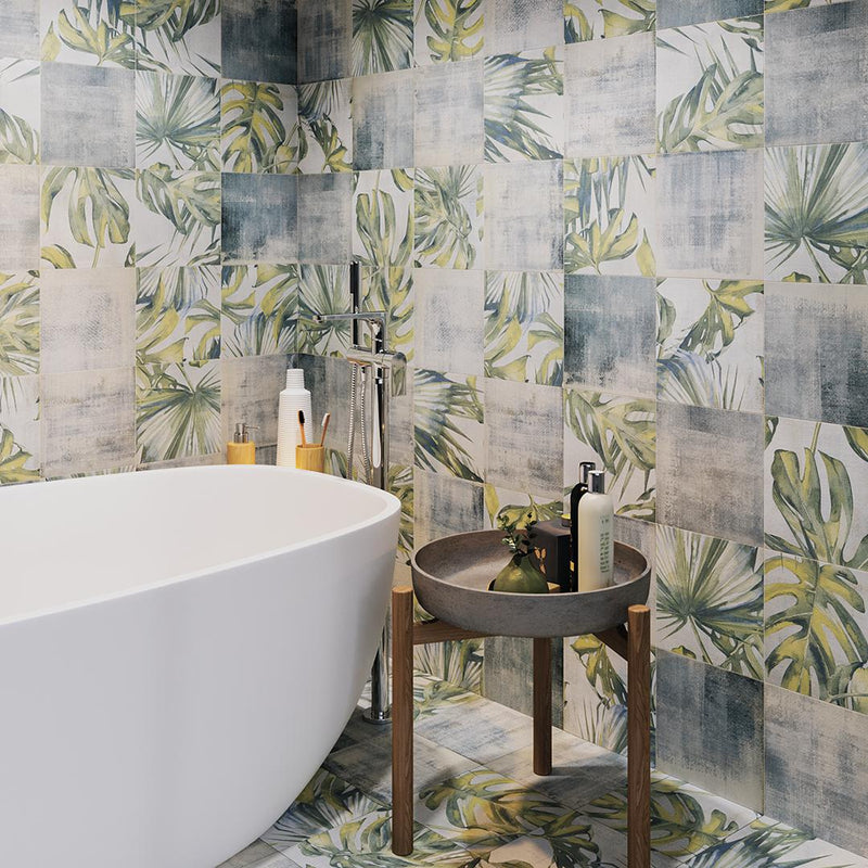 Selva Leaves Matte 8x8 Gres Stoneware  Tile