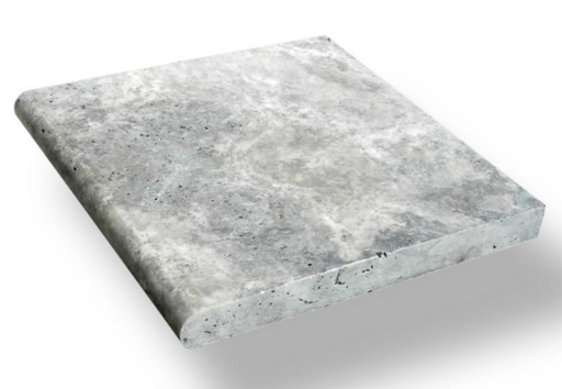 Silver Travertine Coping 12x12 Tumbled Bullnose  1.25 inch