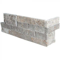 Silver Travertine Ledger Corner 6x24 Splitface