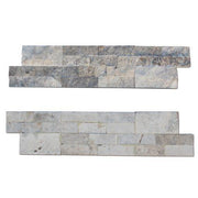 Silver Travertine Ledger Panel 6x24 Splitface