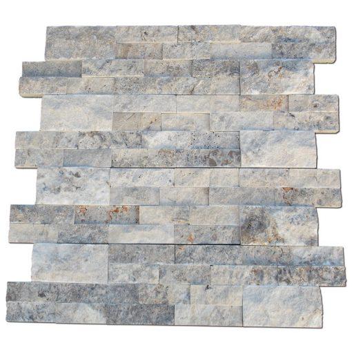 Silver Travertine Ledger Panel 6x24 Splitface