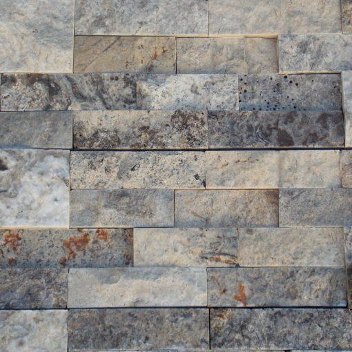 Silver Travertine Ledger Panel 6x24 Splitface
