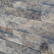 Silver Travertine Ledger Panel 6x24 Splitface