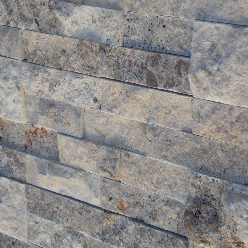 Silver Travertine Ledger Panel 6x24 Splitface