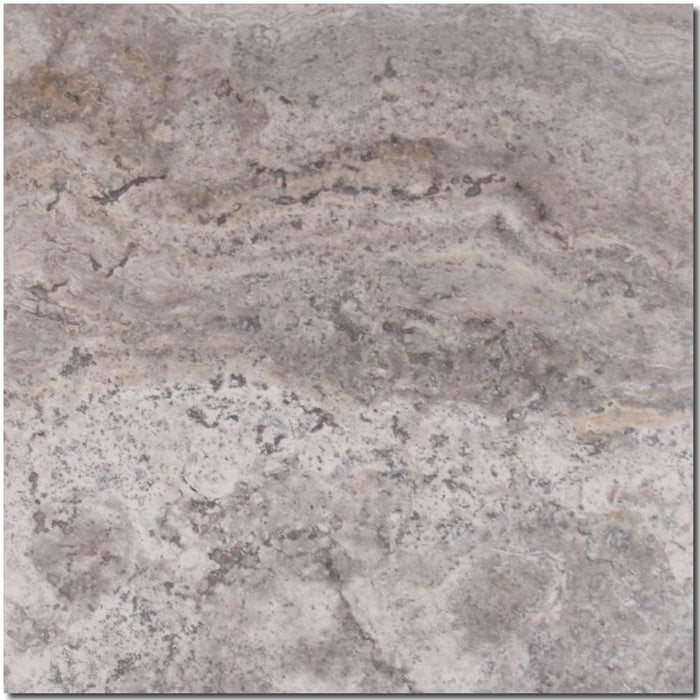 Silver Travertine Tile 18x18 Honed, Filled