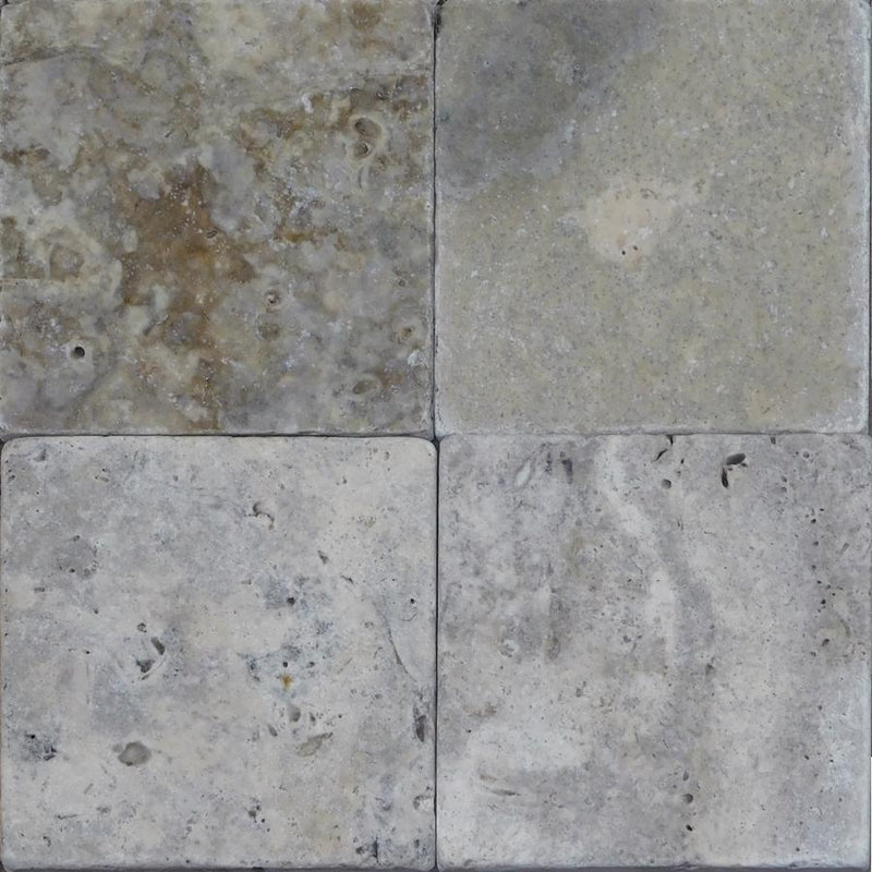 Silver Travertine Tile 6x6 Tumbled