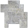 Silver Travertine Tile Pattern Brushed Chiseled
