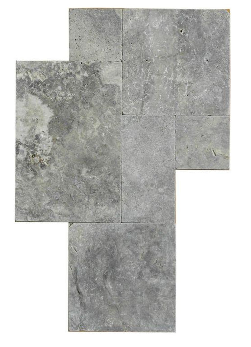 Silver Travertine Tile Pattern Tumbled
