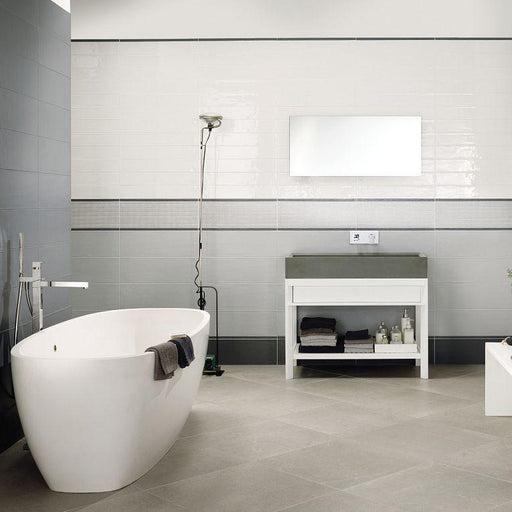 Smooth White Glossy 4x24 Ceramic  Tile