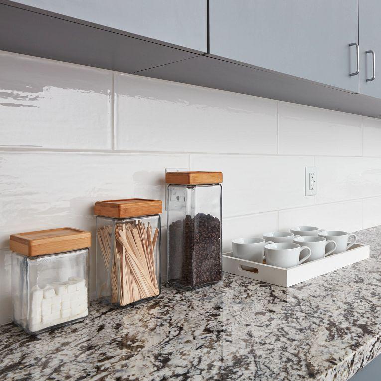 Smooth White Glossy 8x24 Ceramic  Tile