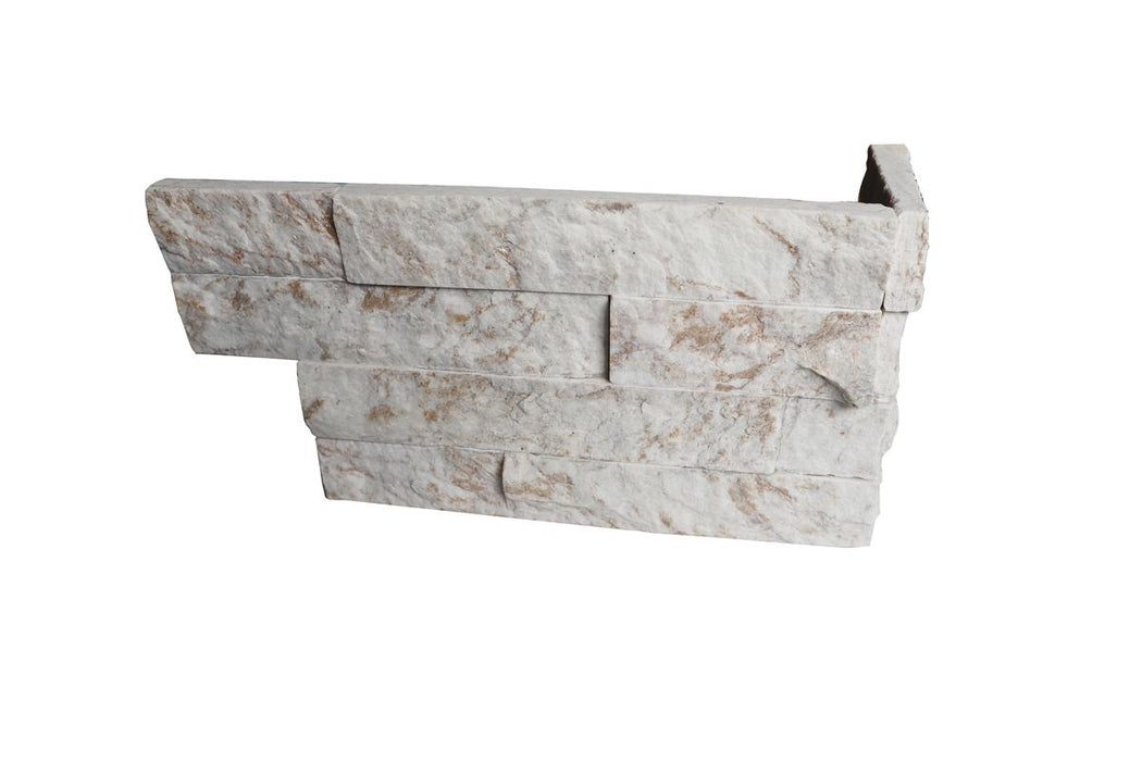 Snowy Caramel Quartzite Ledger Corner 6x12x6 Splitface