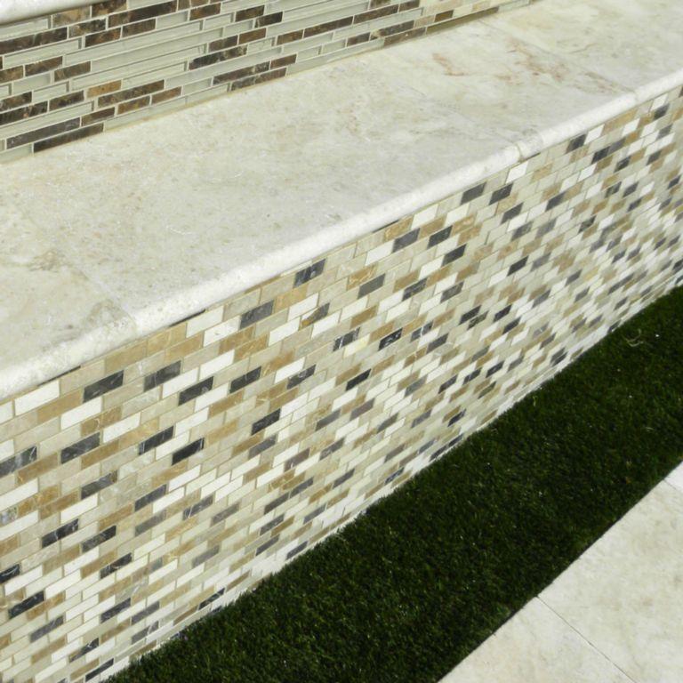 Sonoran Pearl Marble Coping 12x24 Tumbled Bullnose  1.25 inch