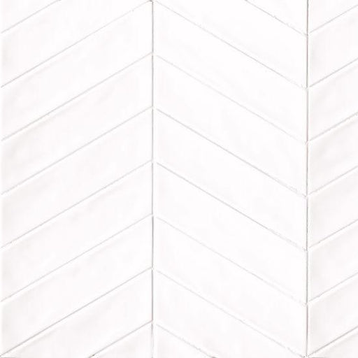 Sorrento Bianco Chevron Right Glossy 2.5x10 Ceramic  Tile