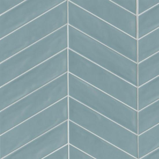 Sorrento Celeste Chevron Right Glossy 2.5x10 Ceramic  Tile