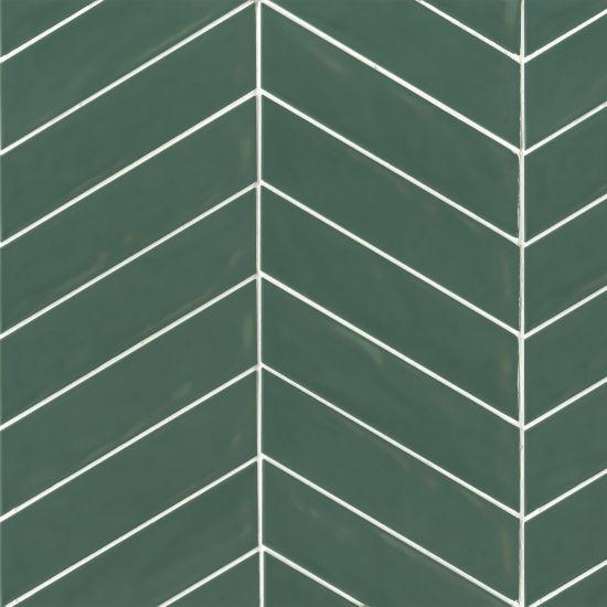 Sorrento Verde Chevron Left Glossy 2.5x10 Ceramic  Tile