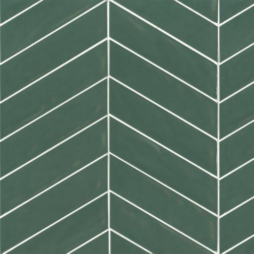 Sorrento Verde Chevron Right Glossy 2.5x10 Ceramic  Tile