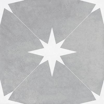 Starburst Ponent Grey White Star Back Matte 8.7x8.7 Porcelain  Tile