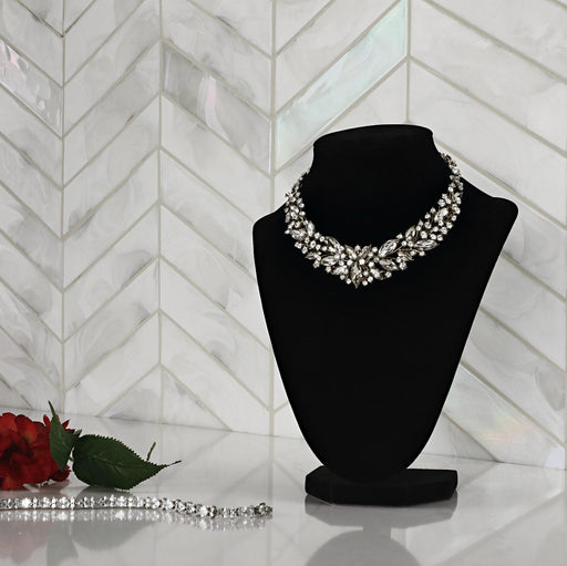 Starcastle Milky Way 1-5/8x6-3/4 Chevron Satin Glass  Mosaic