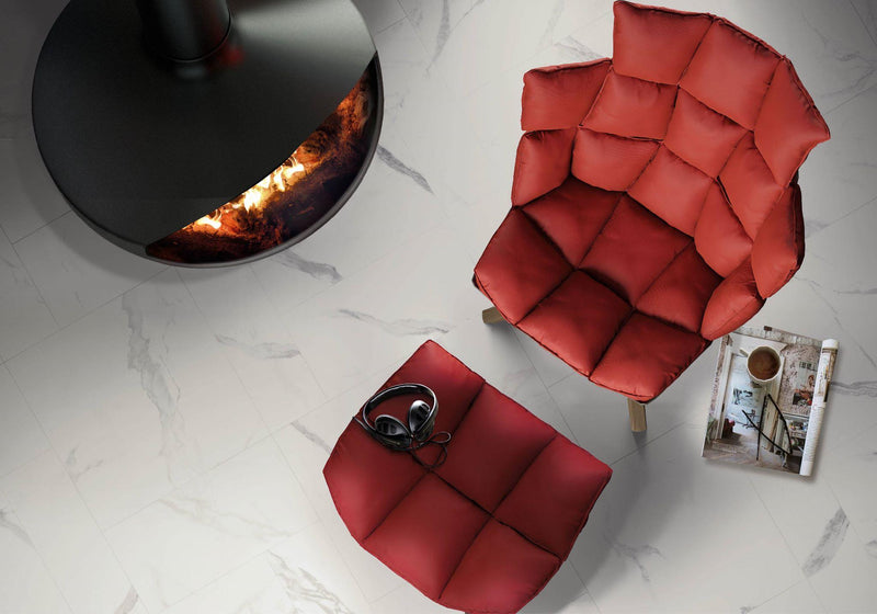 Statuario Bianco Polished 12x24 Porcelain  Tile