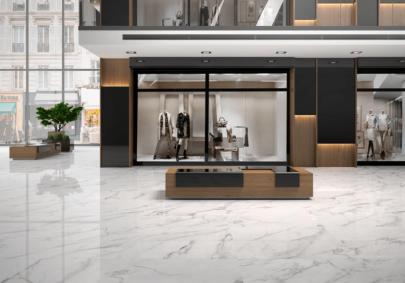 Statuary White Polished 35x35 Porcelain  Tile