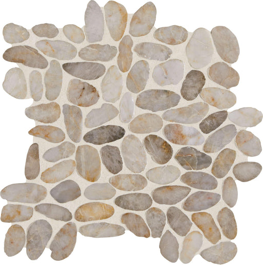 Stone Decorative Accents Creamy Sand Pebble Textured Mixed  Mosaic