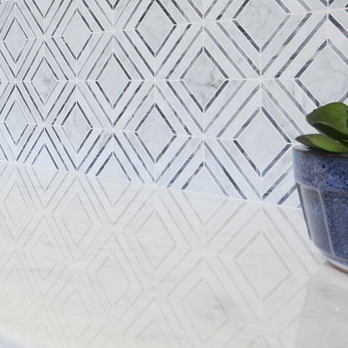 Stone Mesh Patterns Bianco Harlow Polished Marble  Mosaic