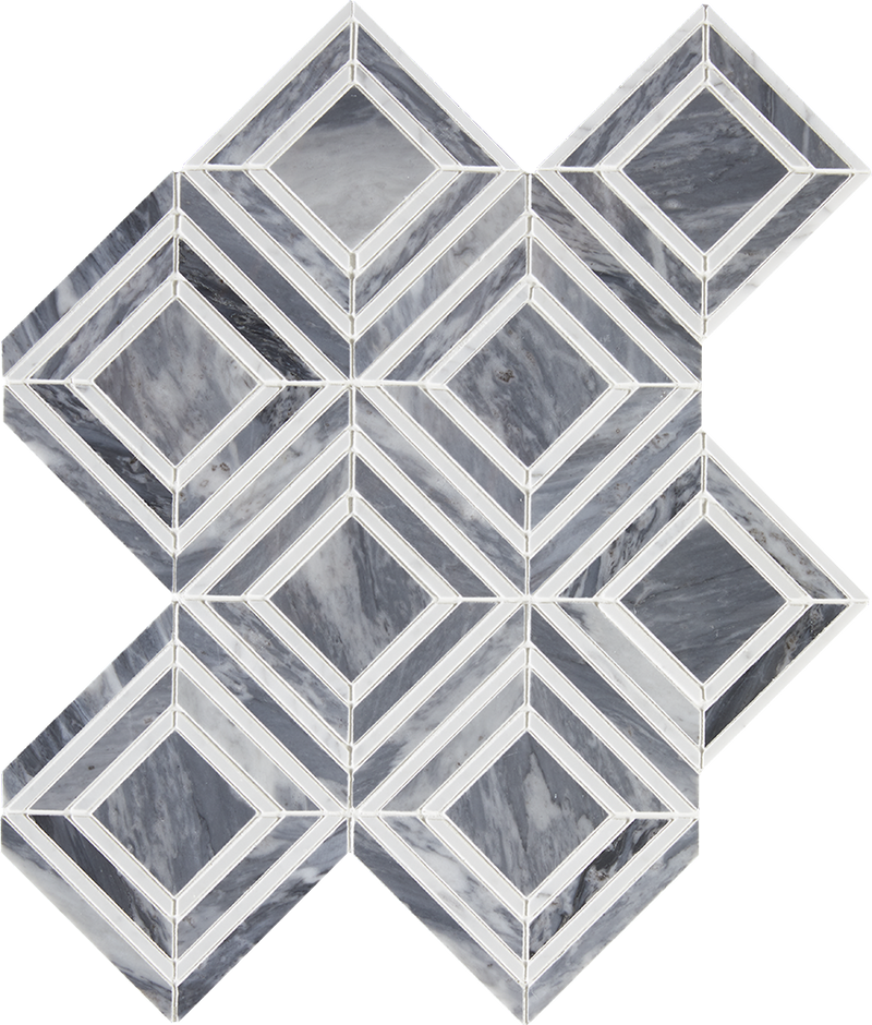 Stone Mesh Patterns Grigio Harlow Polished Marble  Mosaic