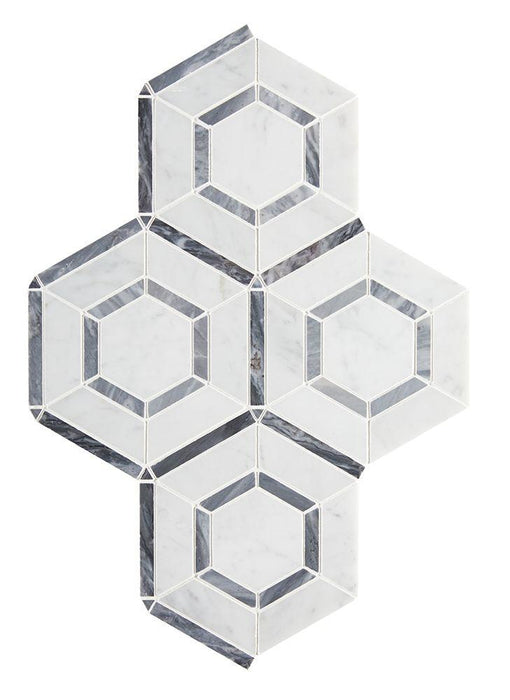 Stone Mesh Patterns Grigio Hexagon Polished Marble  Mosaic