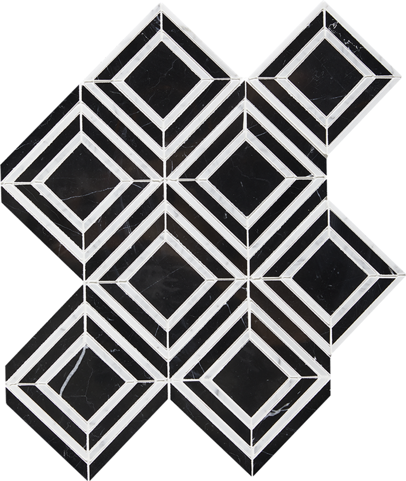 Stone Mesh Patterns Nero Harlow Polished Marble  Mosaic
