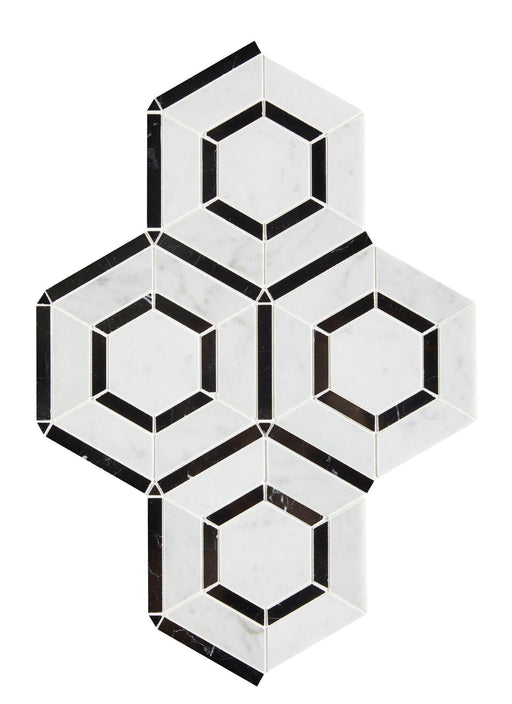 Stone Mesh Patterns Nero Hexagon Polished Marble  Mosaic