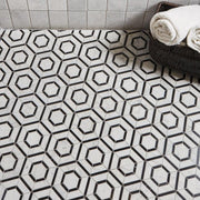 Stone Mesh Patterns Nero Hexagon Polished Marble  Mosaic