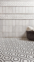 Stone Mesh Patterns Nero Hexagon Polished Marble  Mosaic