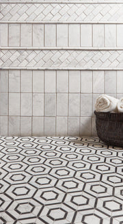 Stone Mesh Patterns Nero Hexagon Polished Marble  Mosaic