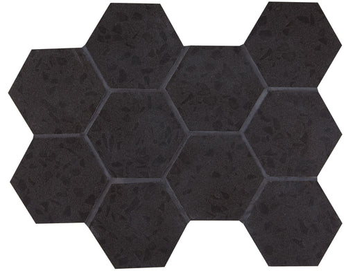 Terrazzo Black 4x4 Hexagon  Porcelain  Mosaic
