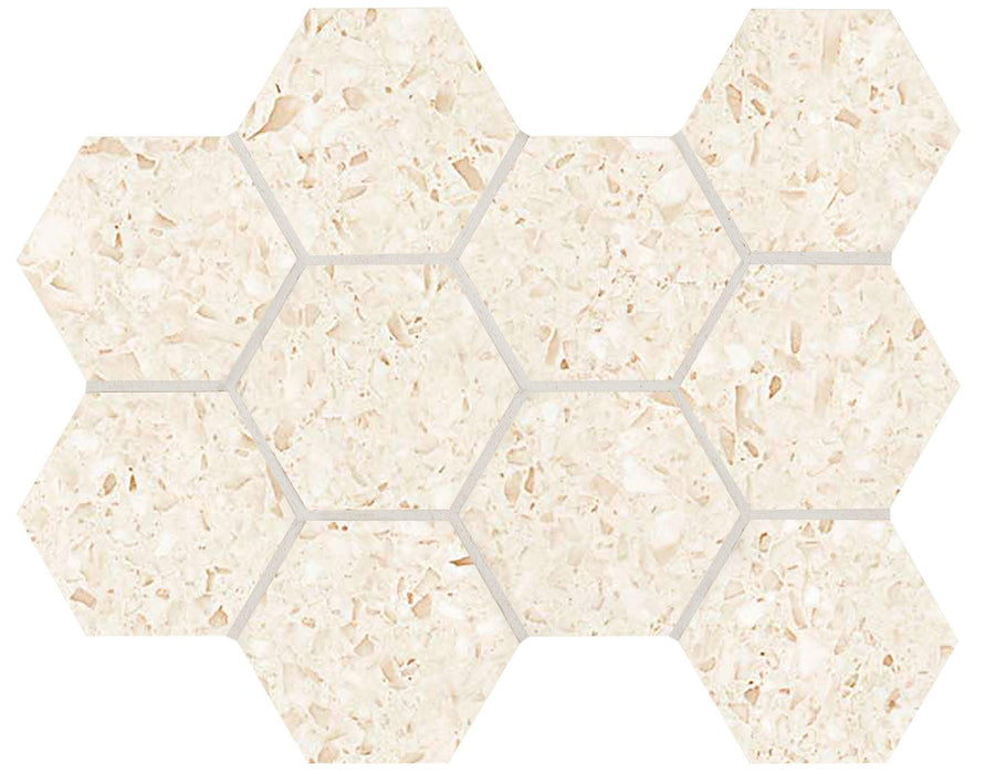 Terrazzo Cream 4x4 Hexagon  Porcelain  Mosaic