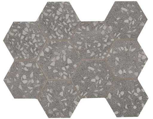 Terrazzo Grey 4x4 Hexagon  Porcelain  Mosaic