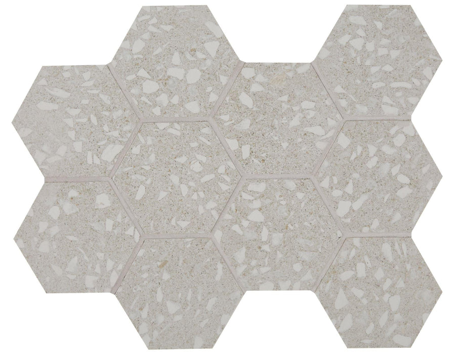 Terrazzo Pearl 4x4 Hexagon  Porcelain  Mosaic