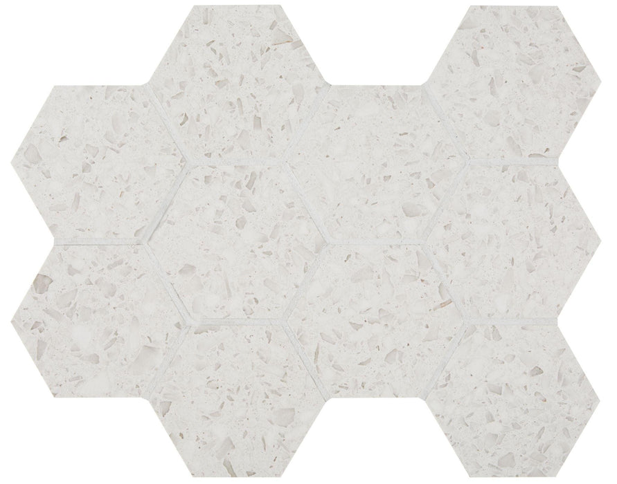 Terrazzo White 4x4 Hexagon  Porcelain  Mosaic