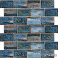 Tokyo Aspen Blue 2x3 Subway Smooth, Glossy, Textured Porcelain  Mosaic