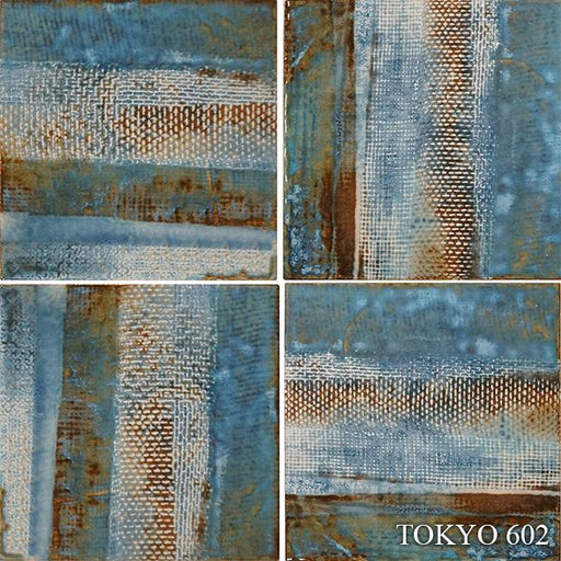Tokyo Aspen Blue Glossy, Textured 6x6 Porcelain  Tile